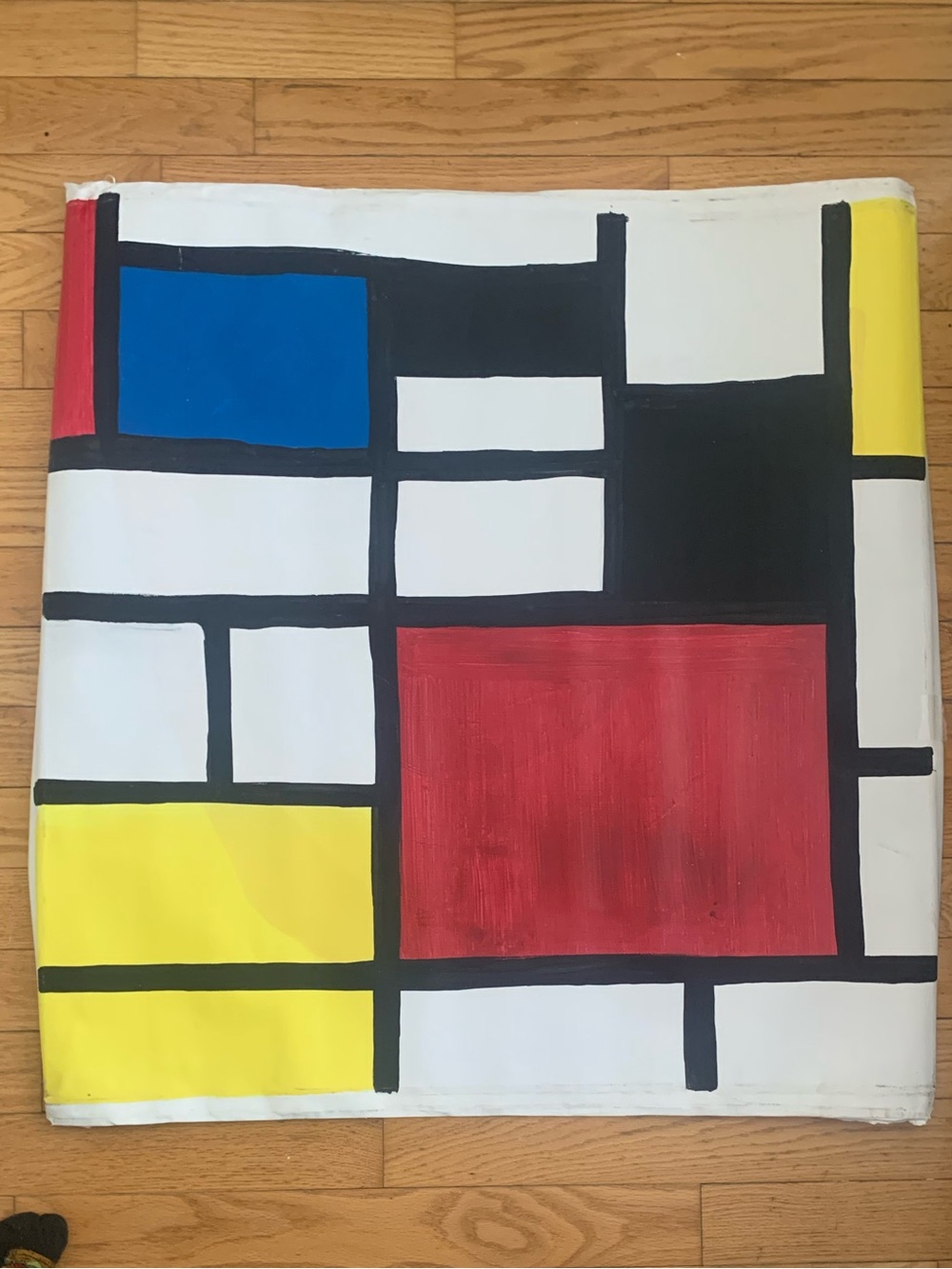 Abstract Geometric Canvas with Blue, Red & Yellow Blocks